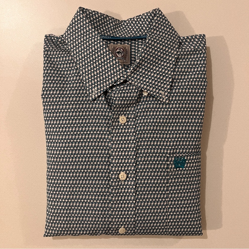Cinch Men's Classic Fit Button Down Shirt - Blue/White Diamond